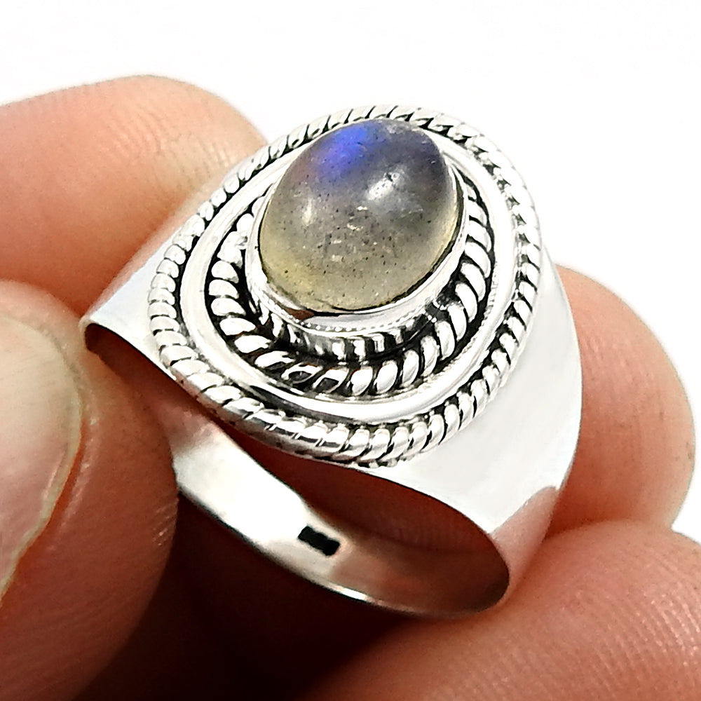 Gift For Her Labradorite Gemstone Jewelry 925 Sterling Silver Ring V11
