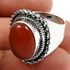 Oval Carnelian Stone Bezel Bohemian Cocktail New Ring 925 Sterling Silver