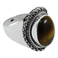 Oval Tiger Eye Gemstone Sterling Silver Wedding Statement Bohemian Ring