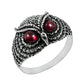 Garnet Gemstone Owl Ring 925 Sterling Silver Jewelry Gift For Her R2