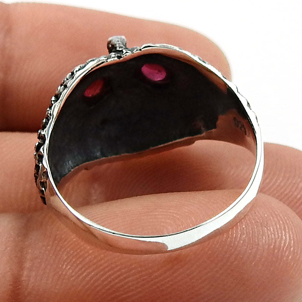 Garnet Gemstone Owl Ring 925 Sterling Silver Jewelry Gift For Her R2