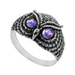 Gift Jewelry Owl Ring Natural Amethyst Gemstone 925 Sterling Silver N8