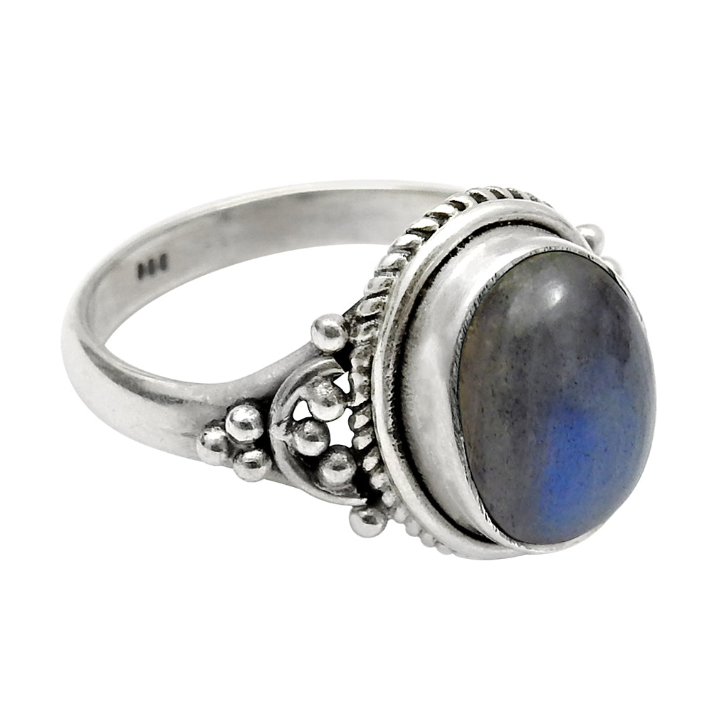 Labradorite Stone Engagement Bezel Cocktail Vintage Ring Sterling Silver