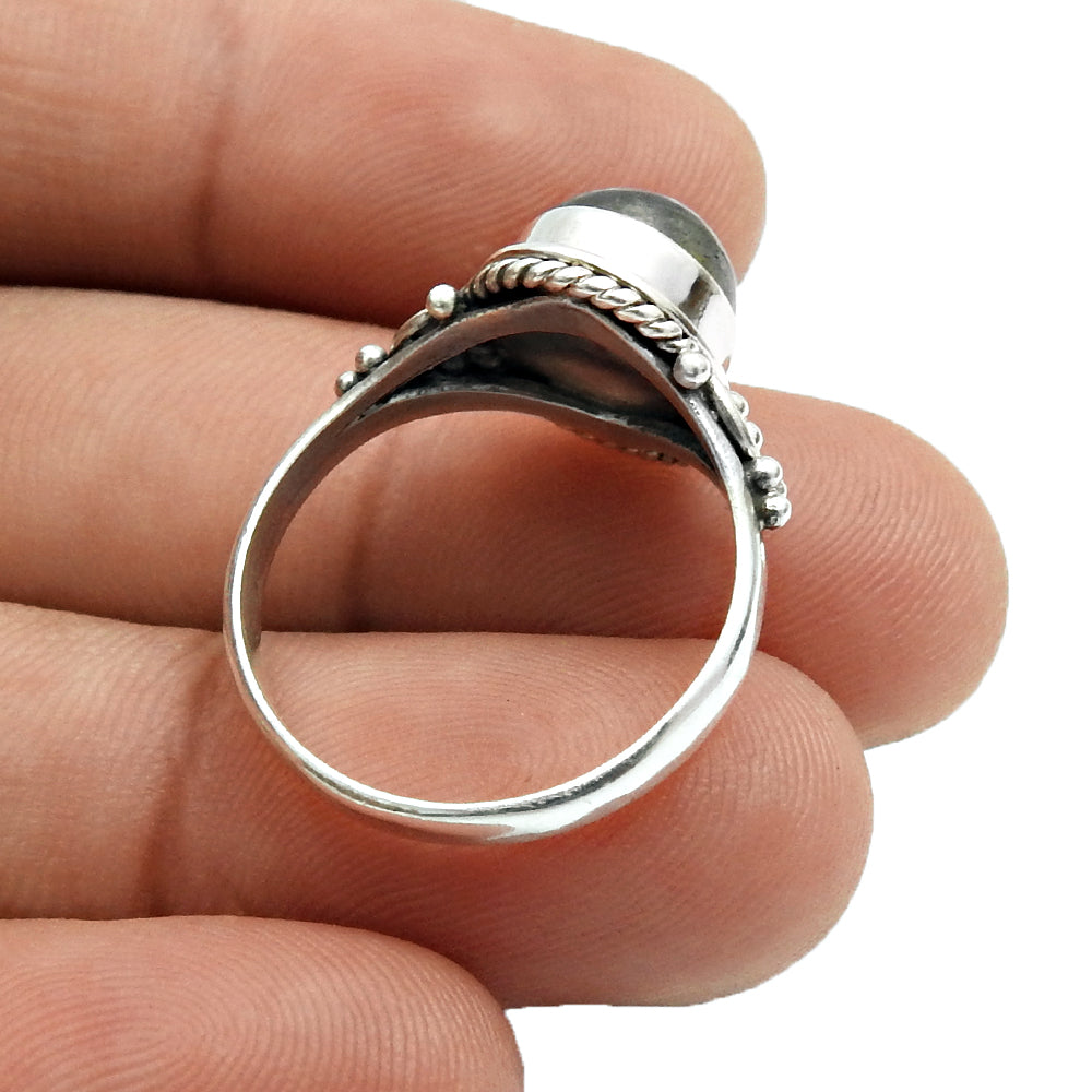 Labradorite Stone Engagement Bezel Cocktail Vintage Ring Sterling Silver