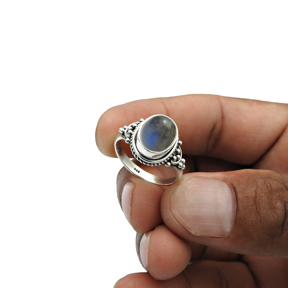 Labradorite Stone Engagement Bezel Cocktail Vintage Ring Sterling Silver