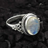 Natural Rainbow Moonstone 925 Silver Statement Boho Ring For Women K16