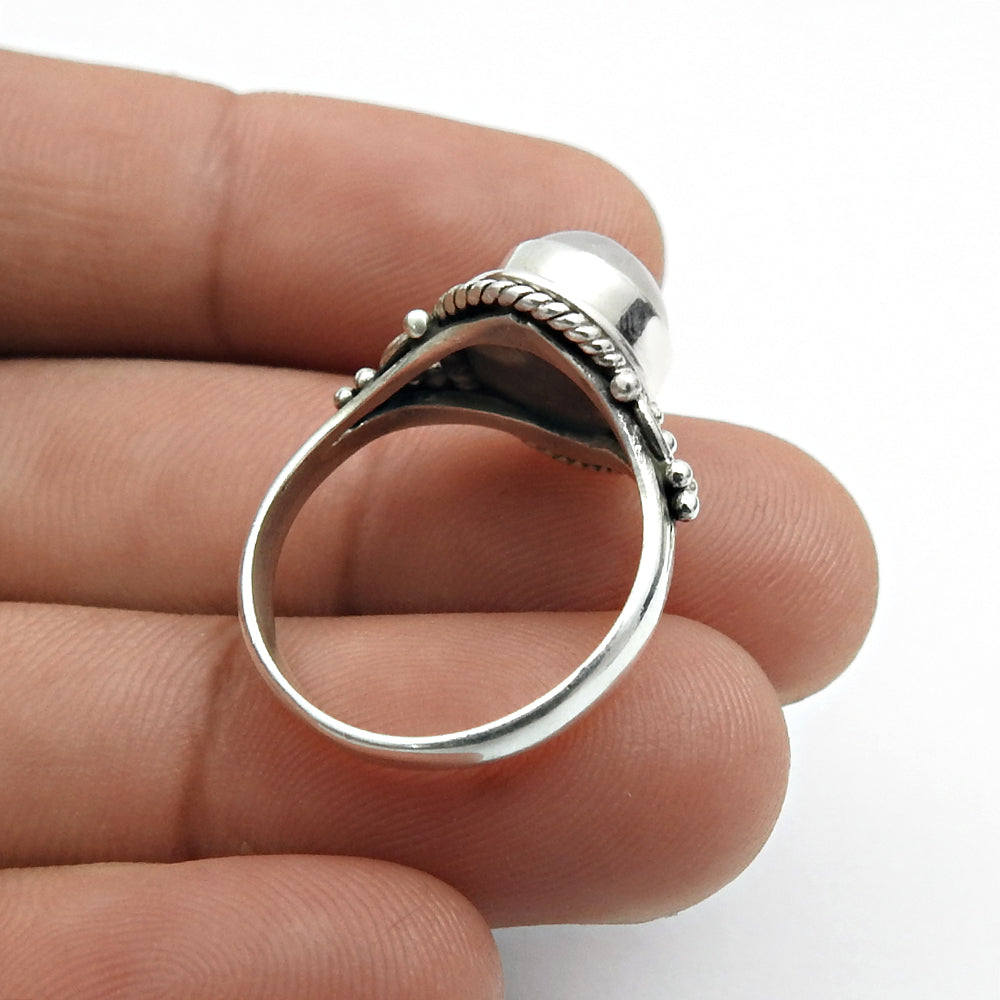 Natural Rainbow Moonstone 925 Silver Statement Boho Ring For Women K16