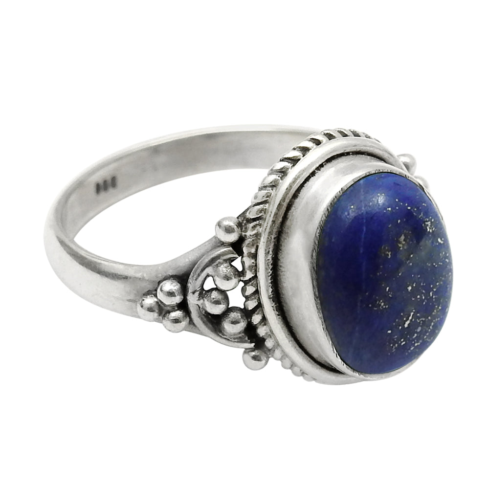 Gift For Her Natural Lapis Lazuli Statement Bohemian Ring 925 Silver Q4