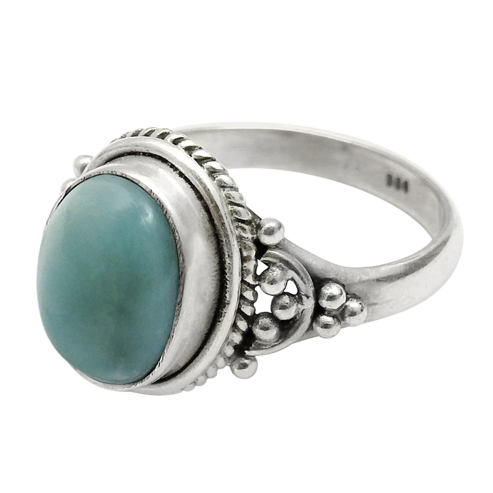 Gift For Woman 925 Silver Natural Larimar Gemstone Statement Ring A6