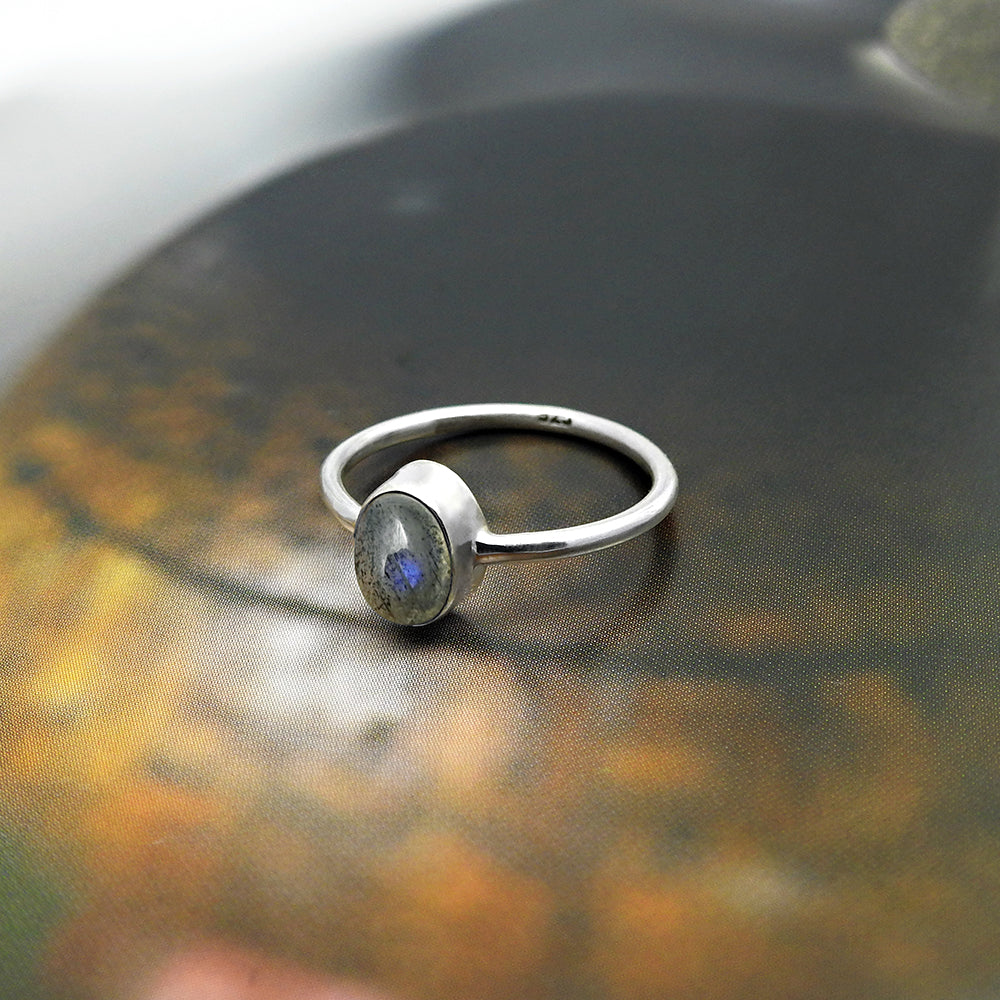 Natural Labradorite Cocktail Vintage Ring 925 Silver For Girls A2