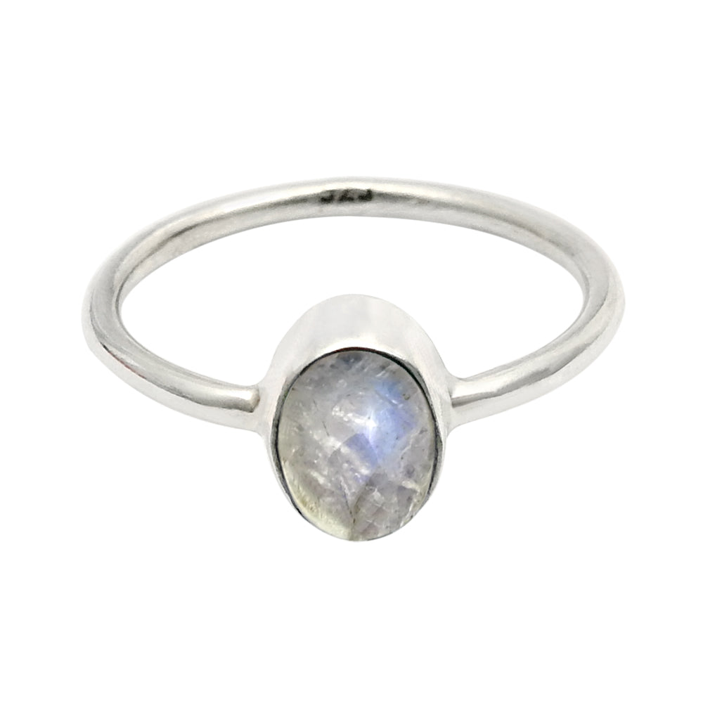 Sterling Silver Natural Rainbow Moonstone Ethnic Cocktail Friend Gift Ring