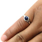 Natural Lapis Lazuli Art Deco Tribal Bezel Statement Ring 925 Sterling Silver