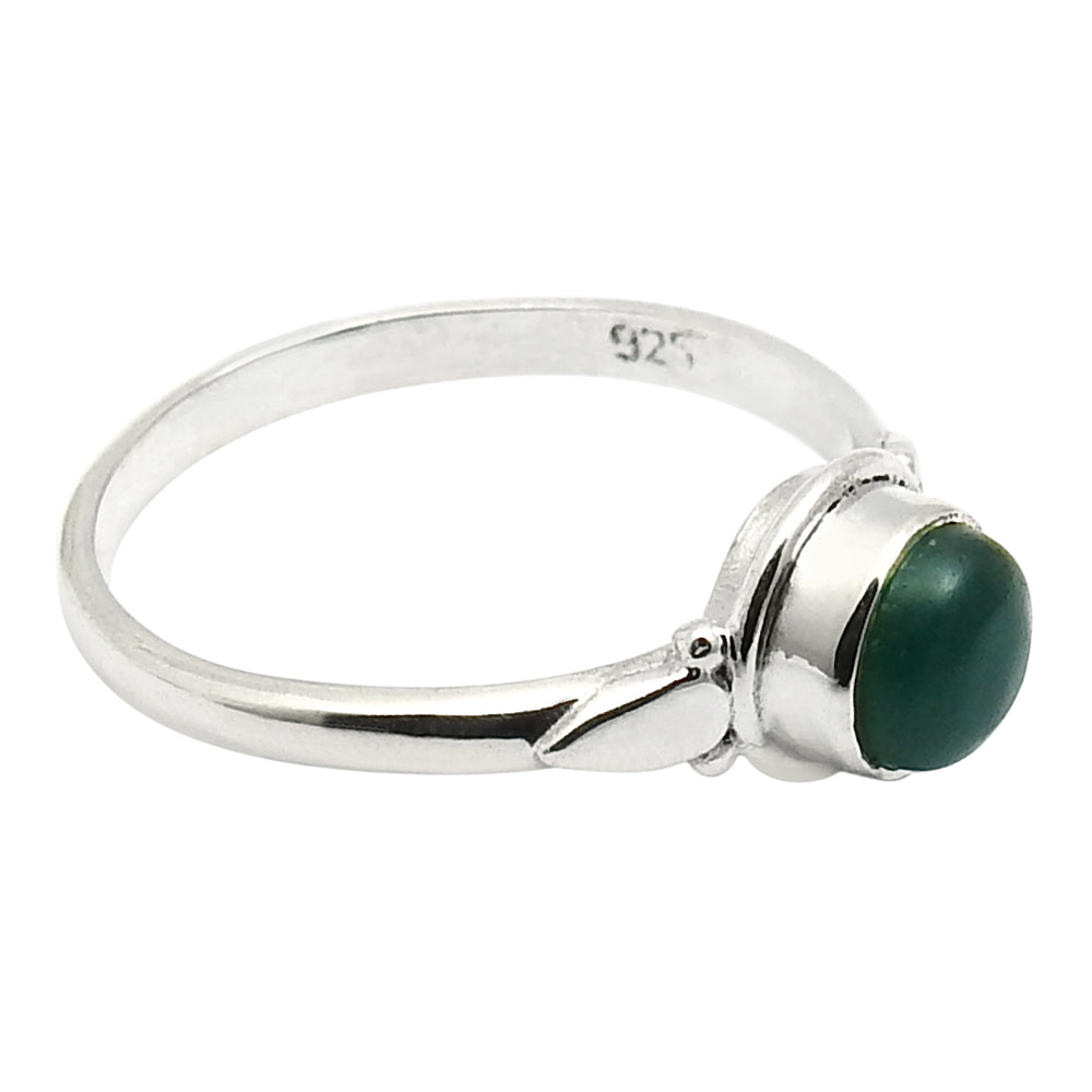 Gift For Woman 925 Sterling Silver Round Shape Green Onyx Gemstone Ring