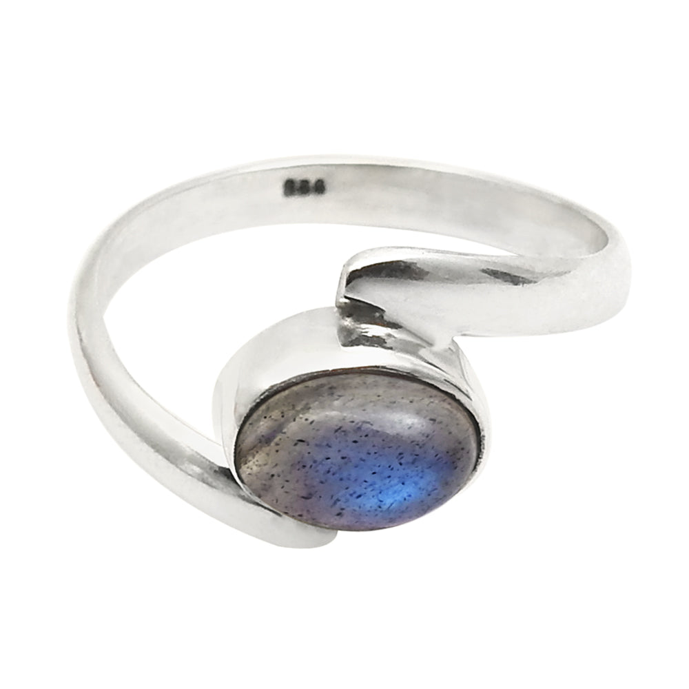 Gift For Woman Natural Labradorite Cocktail Boho Ring 925 Silver M17