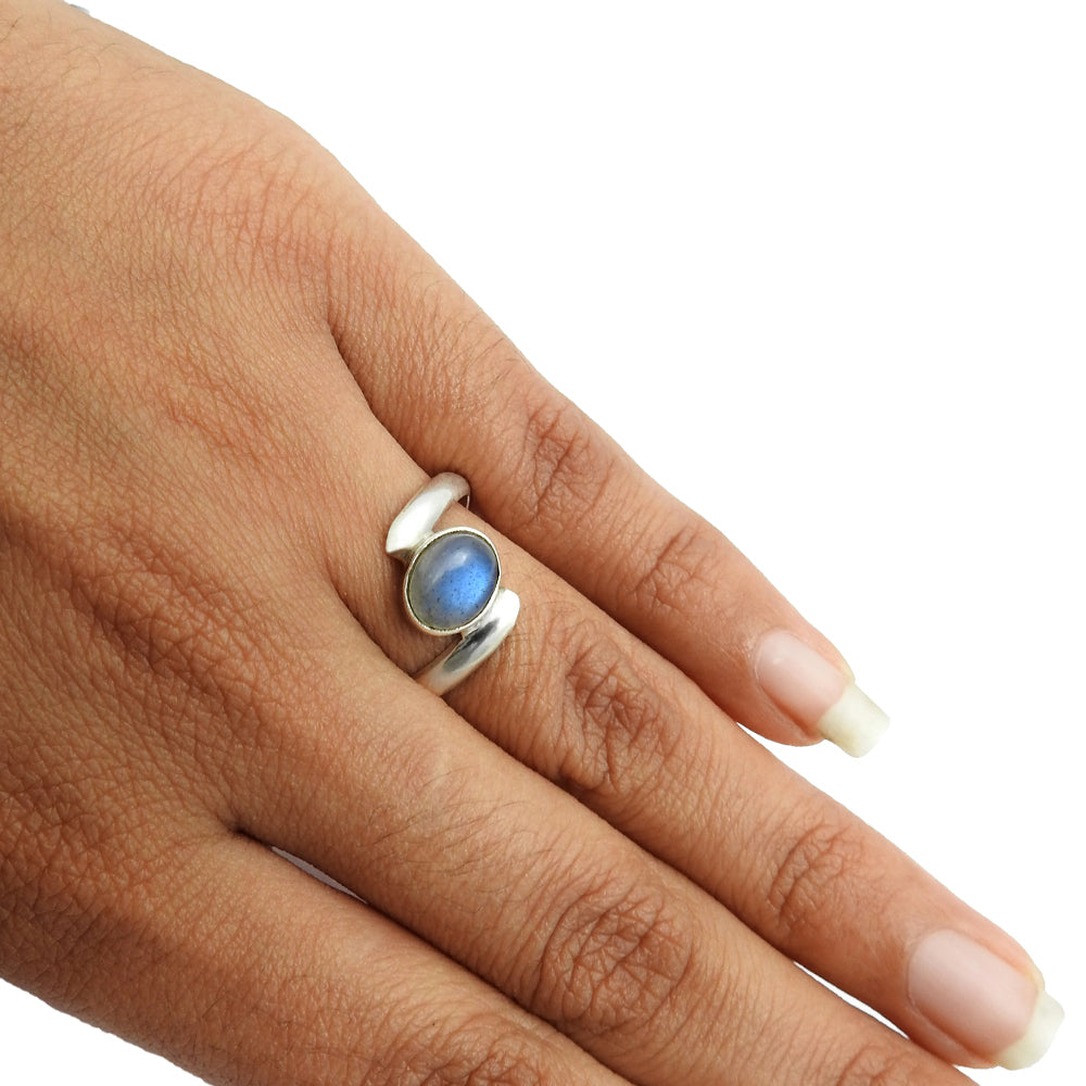 Gift For Woman Natural Labradorite Cocktail Boho Ring 925 Silver M17