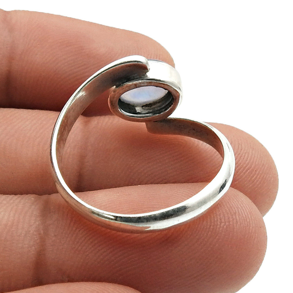 Rainbow Moonstone Ring 925 Sterling Silver Jewelry Gift For Her E80