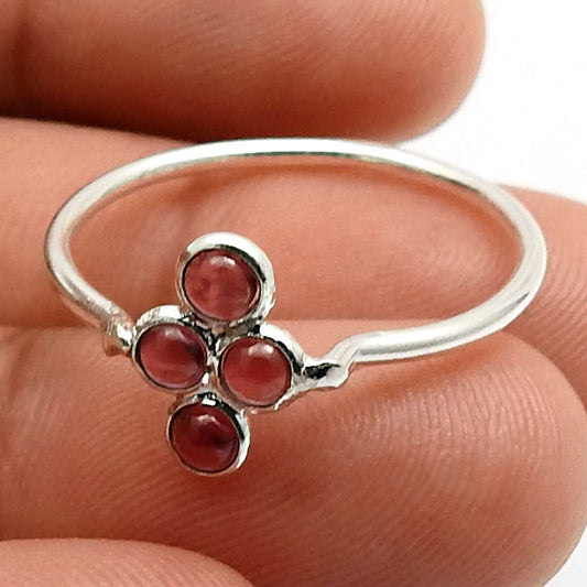 Natural Garnet Gemstone Cocktail Tribal Red Ring 925 Sterling Silver O12