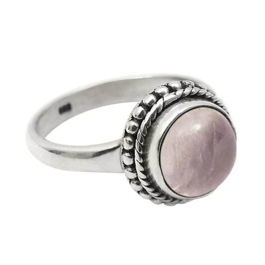 Natural Rose Quartz 925 Silver Cocktail Tribal Ring For Women A33