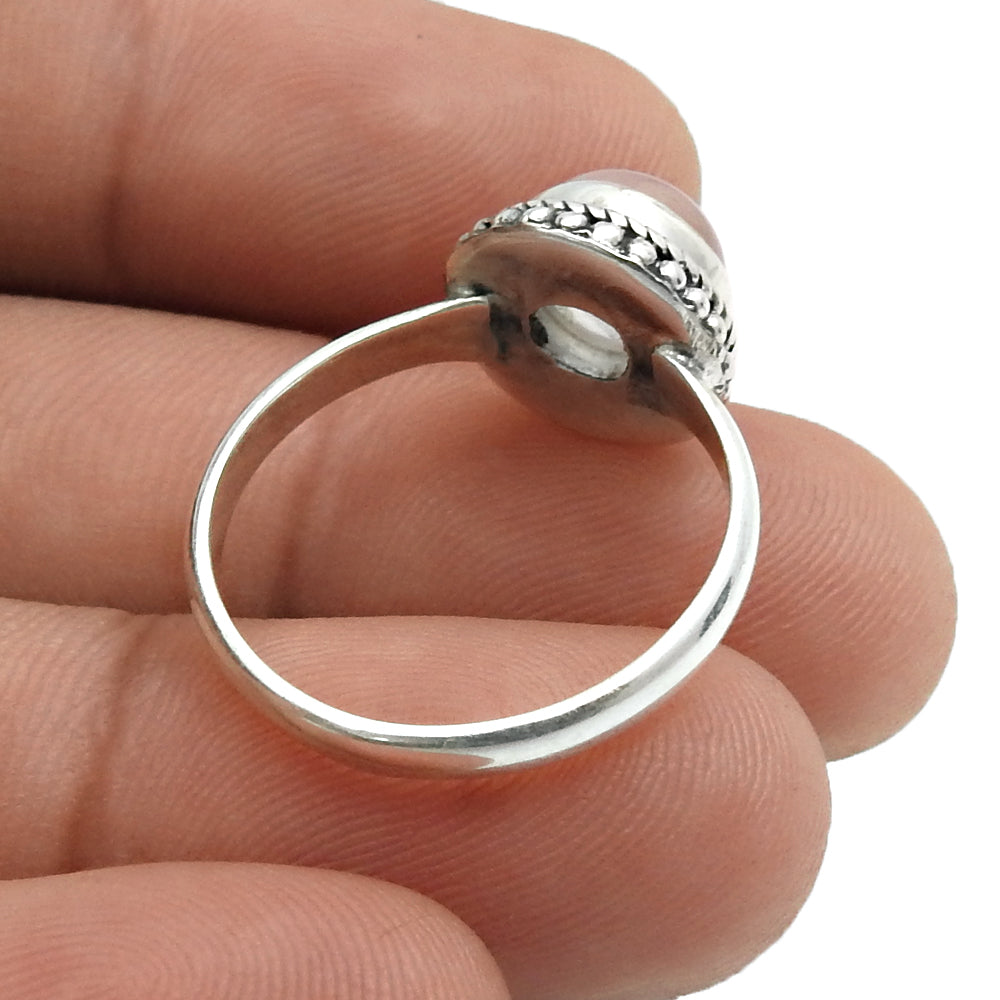 Natural Rose Quartz 925 Silver Cocktail Tribal Ring For Women A33