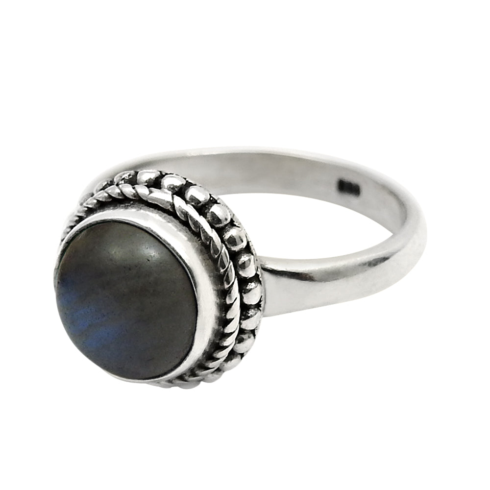 Sterling Silver Labradorite Gemstone Ethnic Statement Cocktail Wedding Ring