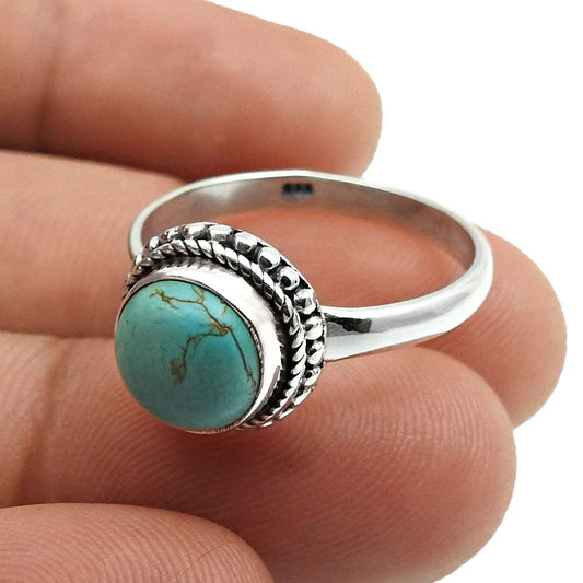 Turquoise Gemstone Mother Tribal Statement Sisters Day Ring Sterling Silver