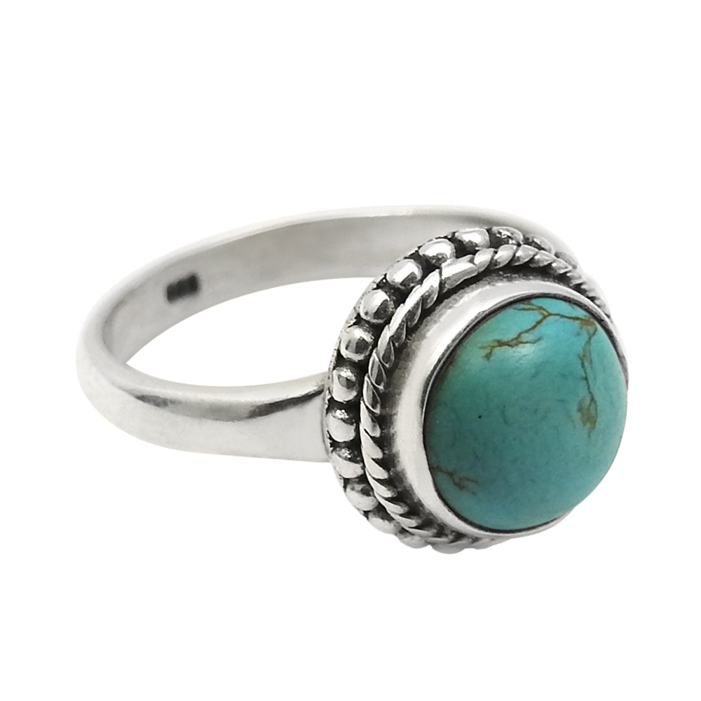 Turquoise Gemstone Mother Tribal Statement Sisters Day Ring Sterling Silver