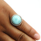 Gift For Woman 925 Silver Natural Larimar Solitaire Vintage Ring X48