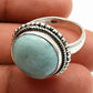 Gift For Woman 925 Silver Natural Larimar Solitaire Vintage Ring X48