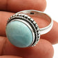 Gift For Woman 925 Silver Natural Larimar Solitaire Vintage Ring X48