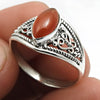 Natural Carnelian Gemstone Solitaire Bohemian Ring 925 Sterling Silver F9
