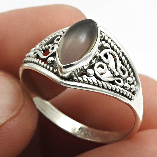 Gift For Her Cocktail Ring 925 Silver Natural Smoky Quartz Gemstone W27