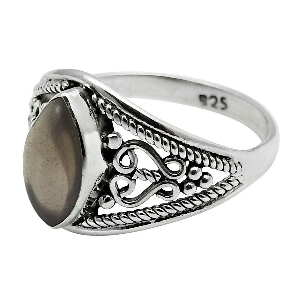 Gift For Her Cocktail Ring 925 Silver Natural Smoky Quartz Gemstone W27