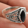 Natural Black Onyx Gemstone 925 Sterling Silver Statement Ring For Girls Y27
