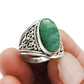 Oval Natural Emerald 925 Sterling Silver Cocktail Ring Handmade Jewelry