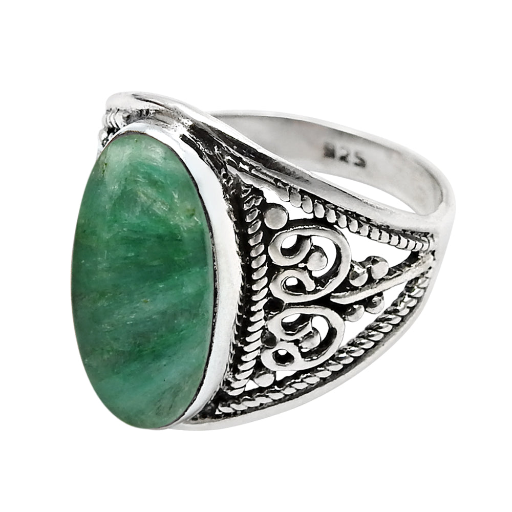 Oval Natural Emerald 925 Sterling Silver Cocktail Ring Handmade Jewelry
