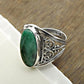 Oval Natural Emerald 925 Sterling Silver Cocktail Ring Handmade Jewelry