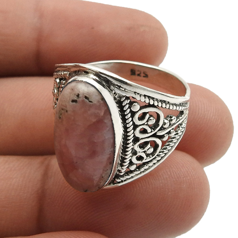 Natural Rhodochrosite Gemstone Ring 925 Silver Wholesale Jewelry Y8