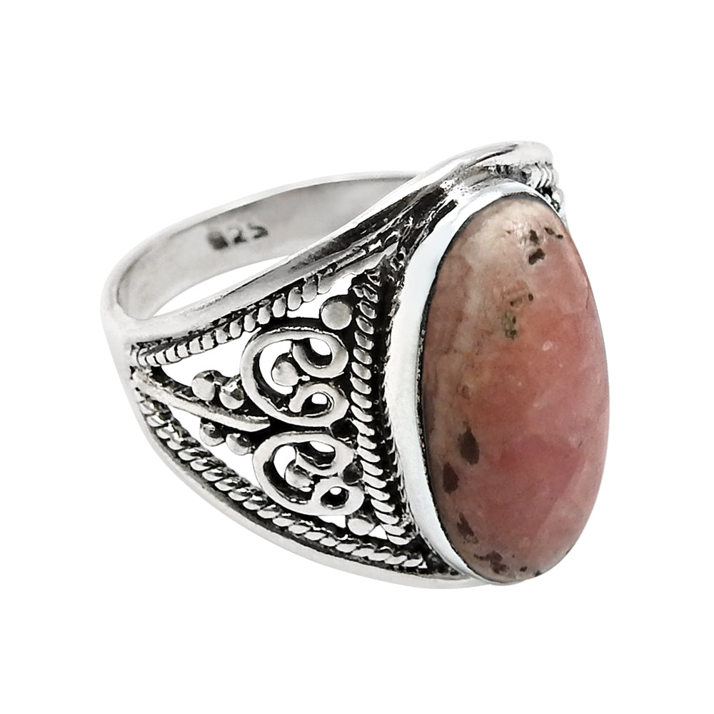 Natural Rhodochrosite Gemstone Ring 925 Silver Wholesale Jewelry Y8