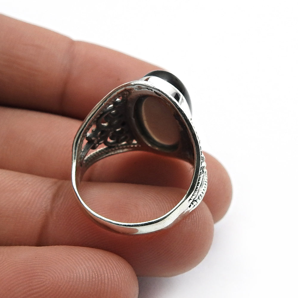Gift For Woman Natural Smoky Quartz Cocktail Boho Ring 925 Silver Q1