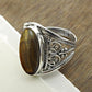 Sterling Silver Oval Tiger Eye Gemstone Solitaire Ethnic Tribal Ring
