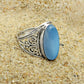 Gift For Woman 925 Silver Natural Chalcedony Cocktail Bohemian Ring W12