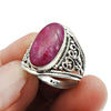 Oval Ruby Solid 925 Silver Bezel Statement Ring Women Jewelry