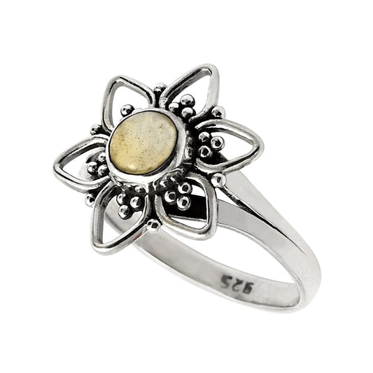 Gift For Woman 925 Silver Natural Citrine Statement Flower Ring S17