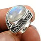 Fire Rainbow Moonstone Ring 925 Sterling Silver Birthday Gift For Her