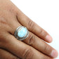 925 Sterling Silver Natural Blue Larimar Gemstone Statement Bohemian Ring