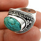 Gift For Woman 925 Silver Natural Turquoise Cocktail Ethnic Ring W1