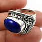 Oval Lapis Lazuli Gemstone Trendy Ethnic Statement Ring 925 Sterling Silver