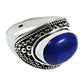 Oval Lapis Lazuli Gemstone Trendy Ethnic Statement Ring 925 Sterling Silver