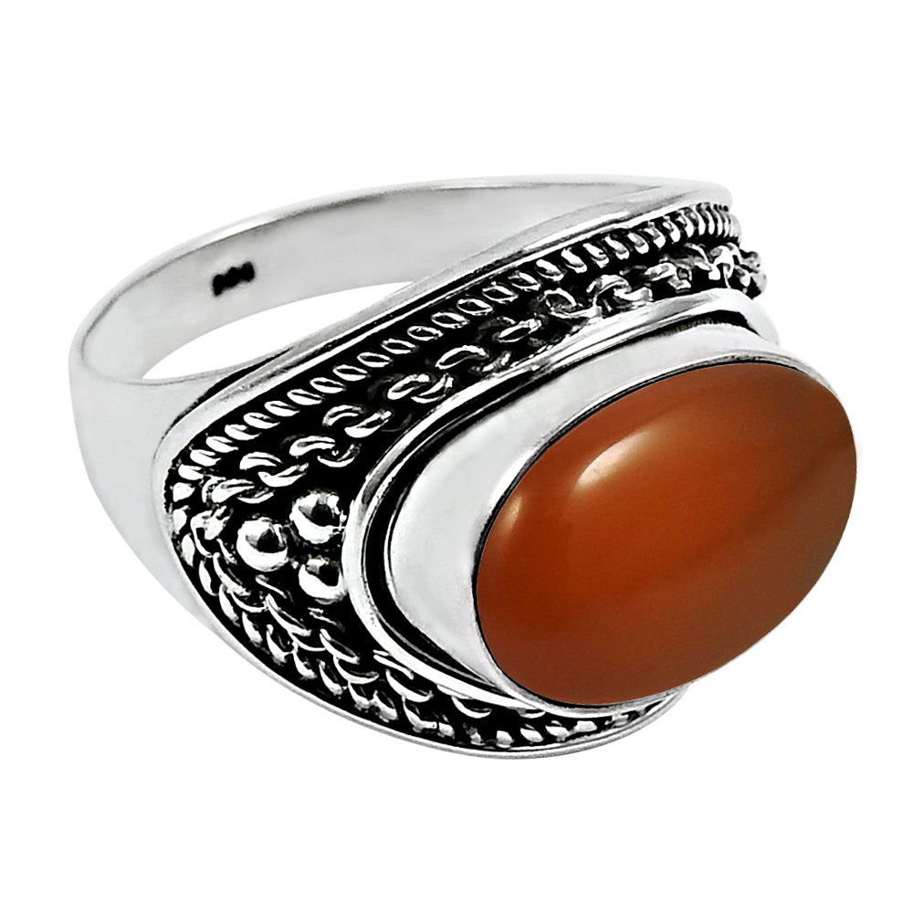 Natural Carnelian 925 Solid Silver Wife Solitaire Boho Sacral Chakra Ring