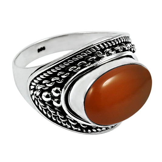 Natural Carnelian 925 Solid Silver Wife Solitaire Boho Sacral Chakra Ring